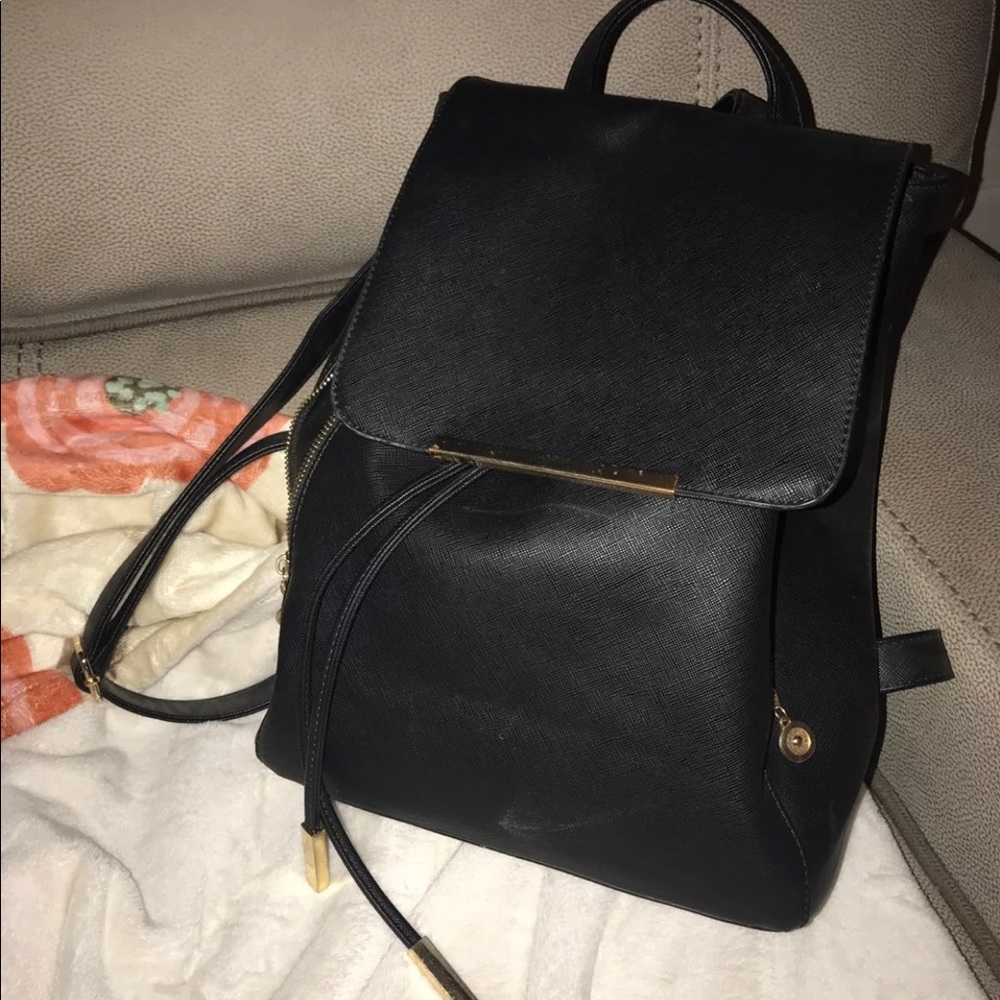 Leather black backpack